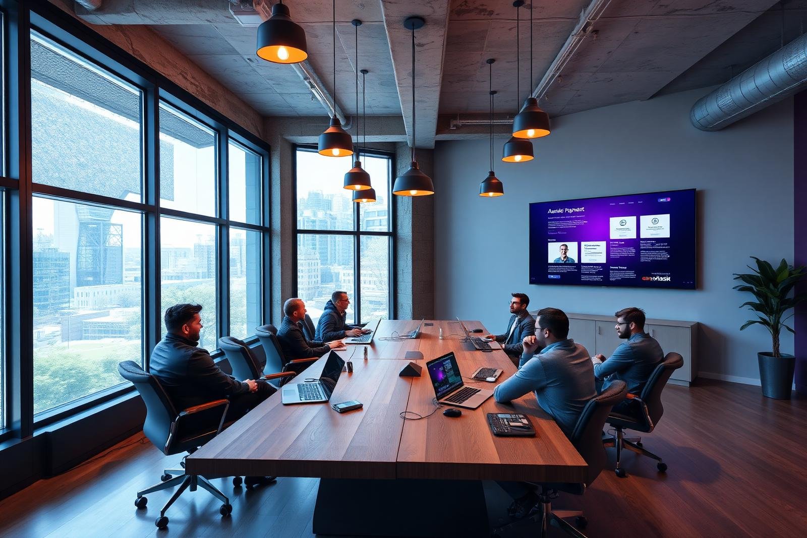 Team collaborating in the WebInnovatives boardroom