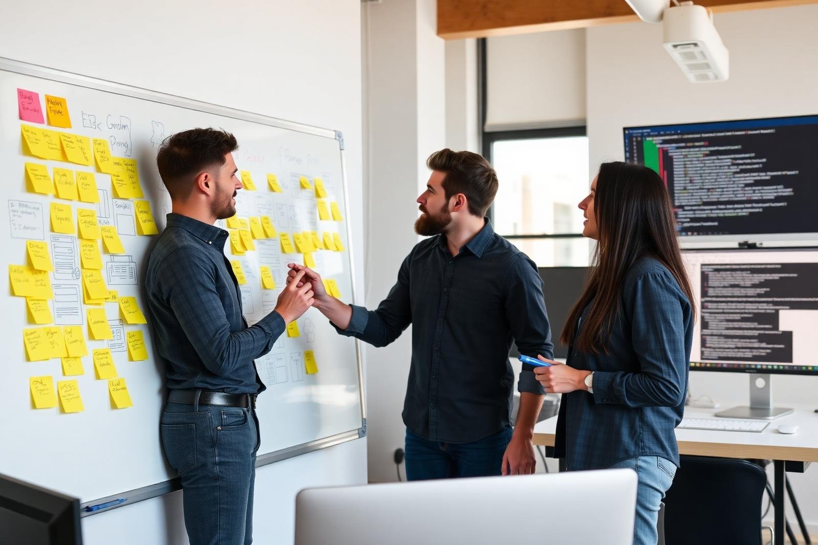 Designers brainstorming on the whiteboard